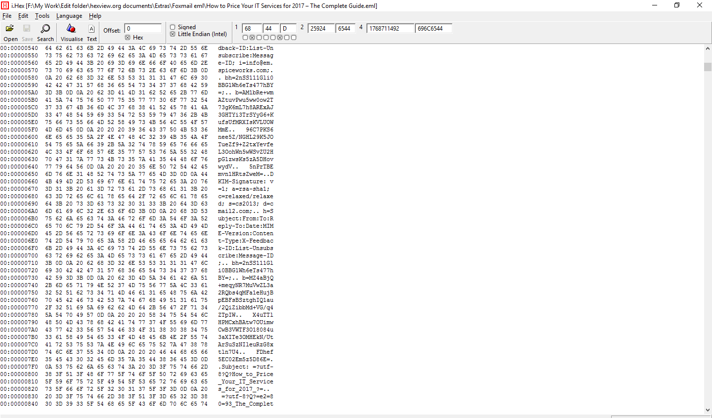 View EML Files Hex Signature